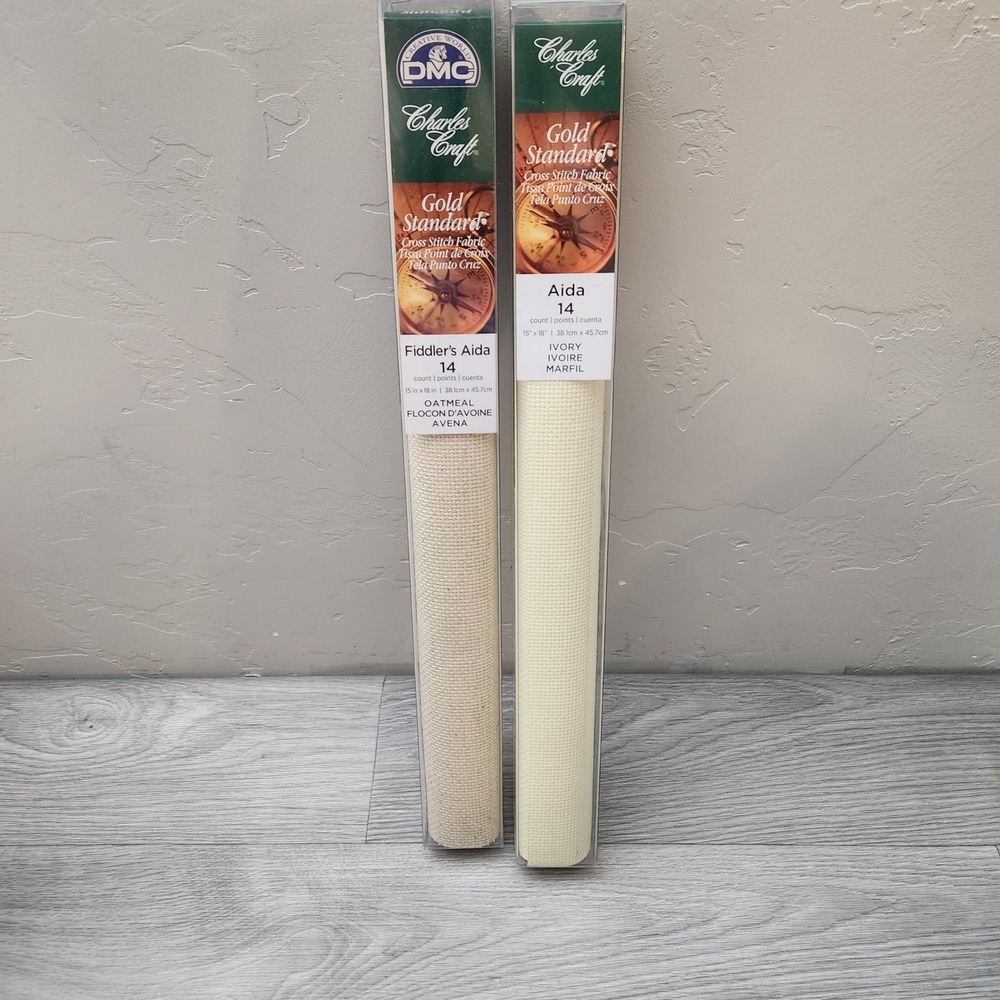 Charles Craft Aida Cloth 14 count Cross Stitch Tones 1 Oatmeal & 1 Ivory 15x18 - Picture 14 of 14